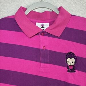 Y2K Kidrobot Polo Shirt Men S Pink Purple Striped Embroidered Big Robot Monkey
